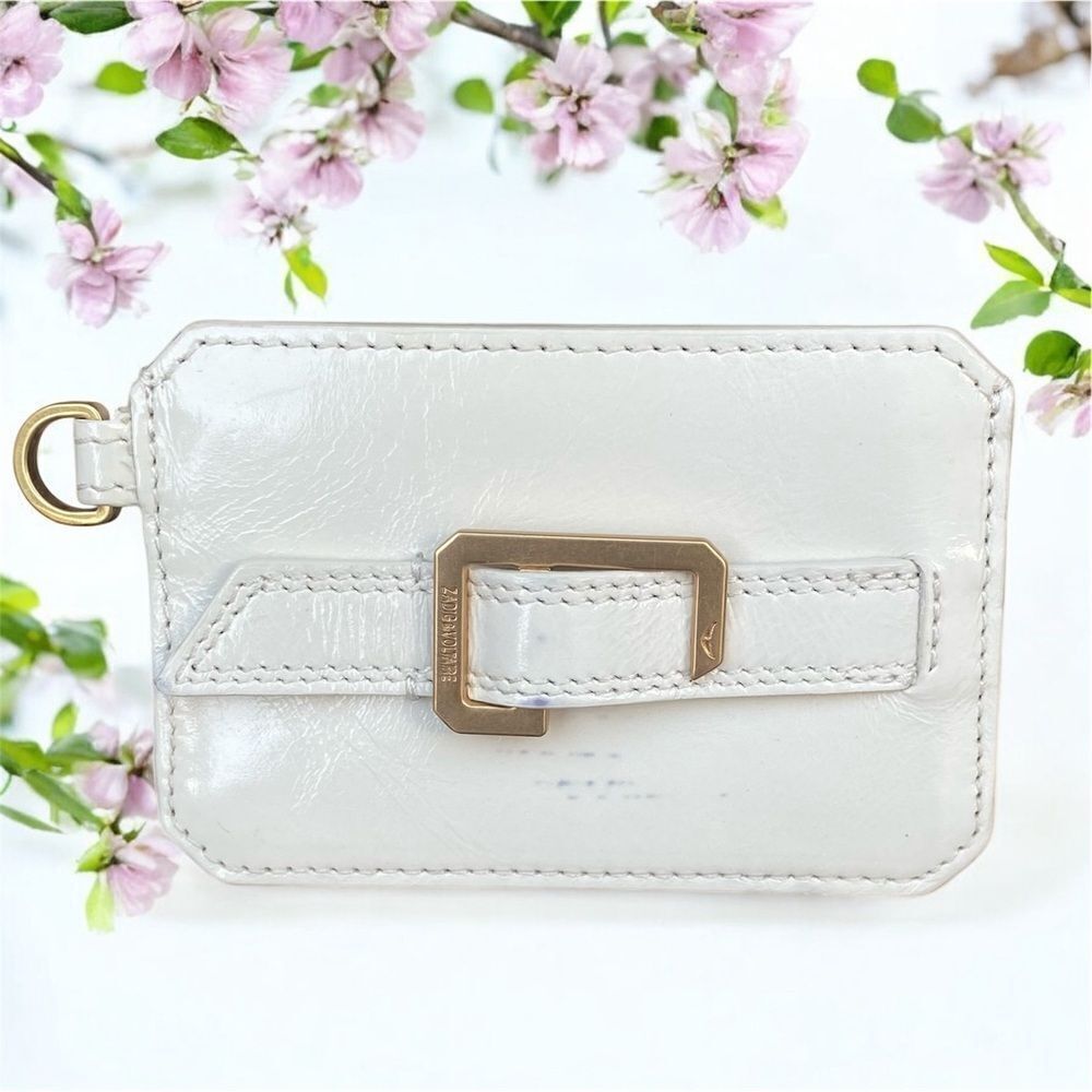 NWOT Zadig & Voltaire Le Cecilia Pass Card Holder Calf Leather White/Gold